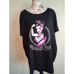 Torrid Womens Black Knock Out Breast Cancer Awareness Pinup Graphic Tee Size 2